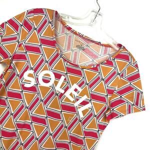 Ann Taylor SOLEIL Pink Yellow Graphic T Shirt Top NWT